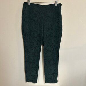Boden Lydia Dark Green Lace Jacquard Trousers Straight Leg EUC Sz 8R